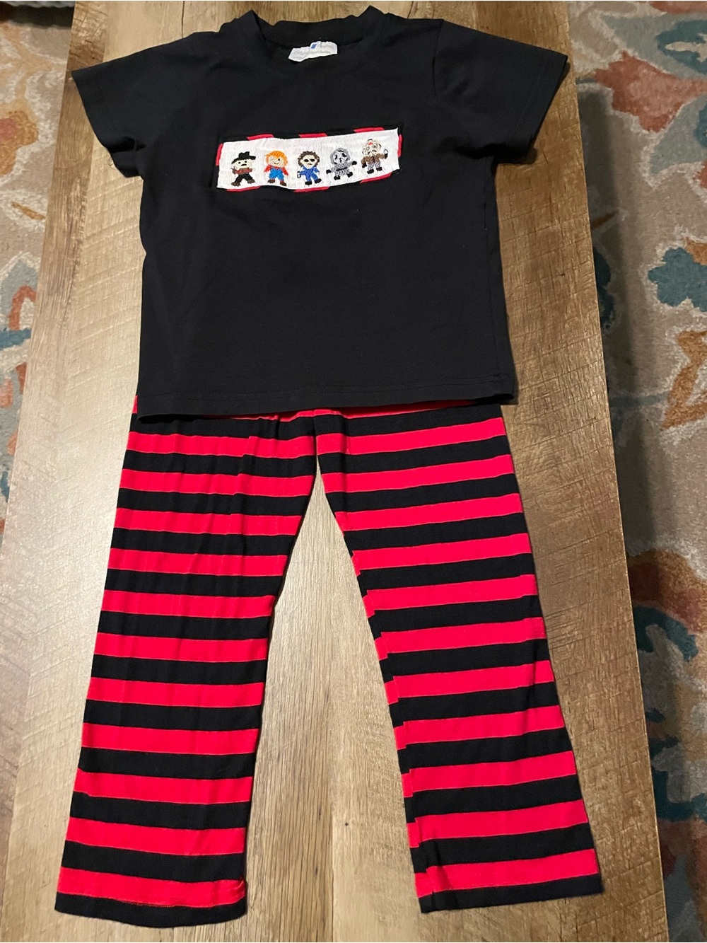 It’s boutique Black & Red Striped Set - Horror Character Smocked set